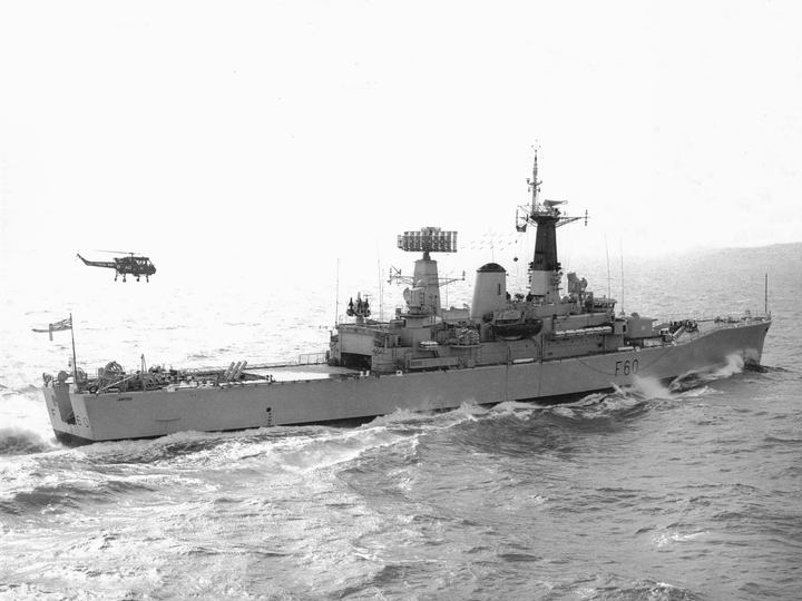 HMS Jupiter F60 Leander Class Frigate Underway Black and White Photo Print - Posters, Prints, & Visual Artwork - by Hampshire Prints (image 1 of 9)