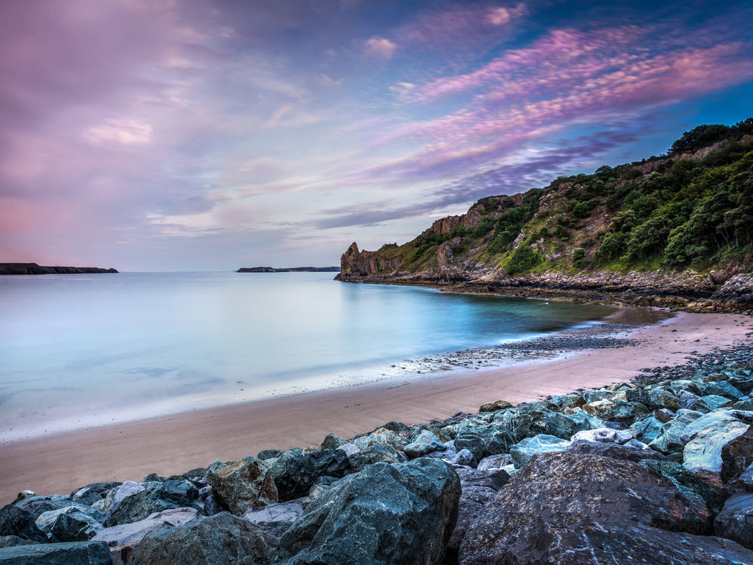Lydstep Beach Wales at sunset Photo Print - Canvas - Framed Photo Print - Hampshire Prints