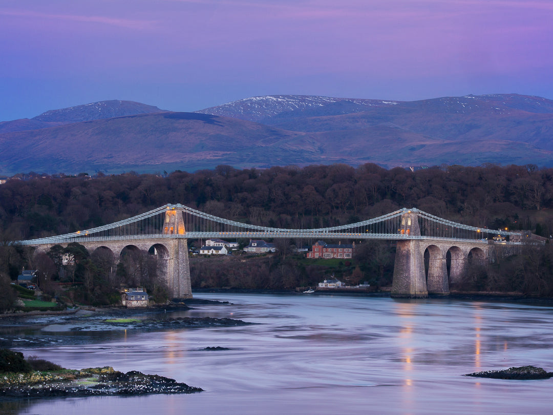 Menai Bridge in Wales at sunset Photo Print - Canvas - Framed Photo Print - Hampshire Prints