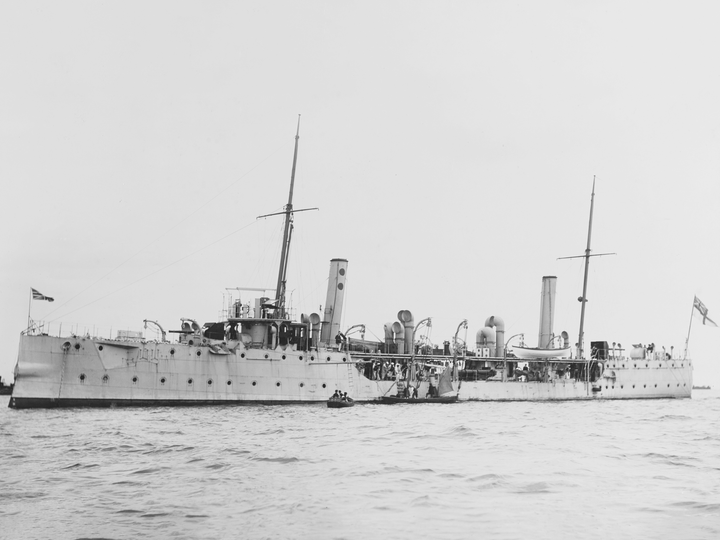 HMS Harrier (1894) Royal Navy Dryad Class Gunship At Anchor Photo Print Wall Art Decor - Posters, Prints, & Visual Artwork - by Hampshire Prints (image 1 of 9)