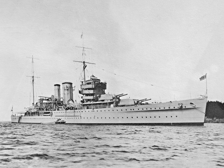 HMS York 90 York Class Heavy Cruiser Warship At Anchor Photo Print - Posters, Prints, & Visual Artwork - by Hampshire Prints (image 1 of 9)