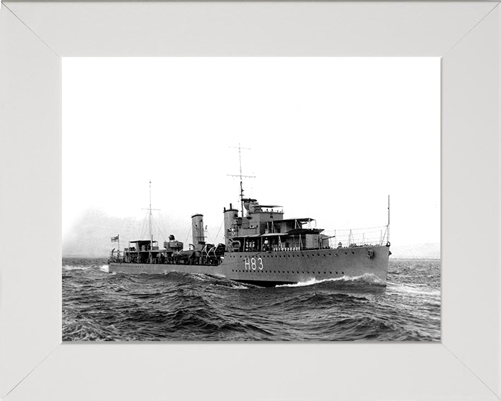 HMS Cygnet (H83) Photo Print - At Sea - Royal Navy C Class Destroyer Posters, Prints, & Visual Artwork Hampshire Prints 10 x 8 White Frame No