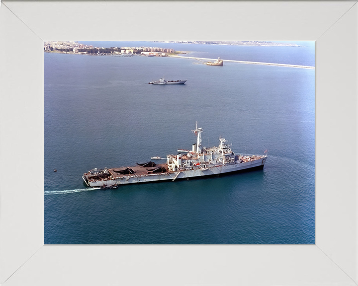 HMS Intrepid (L11) Photo Print - Starboard View - Royal Navy Fearless Class Amphibious Ship Hampshire Prints 10 x 8 White Frame No