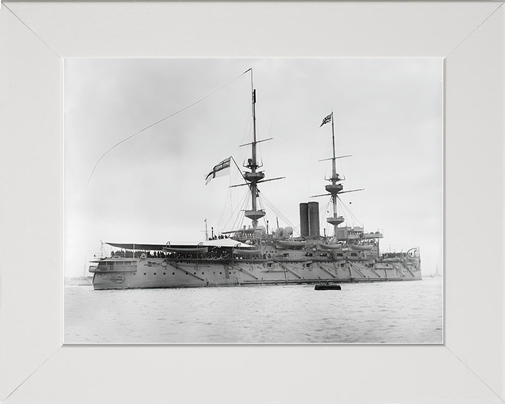 HMS Caesar (1896) Royal Navy Majestic Class Dreadnought Starboard View Photo Print Wall Art Decor Posters, Prints, & Visual Artwork Hampshire Prints 10 x 8 White Frame No