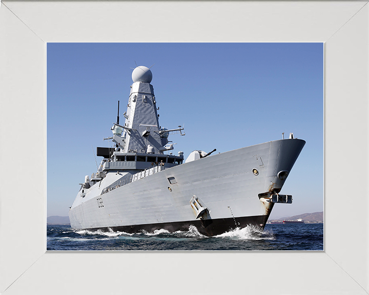 HMS Daring (D32) Royal Navy Type 45 Destroyer Low Starboard View Photo Print Wall Art Decor Posters, Prints, & Visual Artwork Hampshire Prints 10 x 8 White Frame No