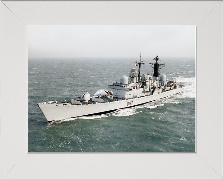 HMS Edinburgh (D97) Royal Navy Type 42 Destroyer At Sea 2001 Photo Print Wall Art Decor Posters, Prints, & Visual Artwork Hampshire Prints 10 x 8 White Frame No