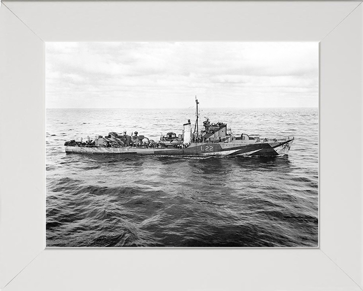 HMS Aldenham (L22) Royal Navy Hunt Class Escort Destroyer Starboard View Photo Print Wall Art Naval Decor Posters, Prints, & Visual Artwork Hampshire Prints 10 x 8 White Frame No
