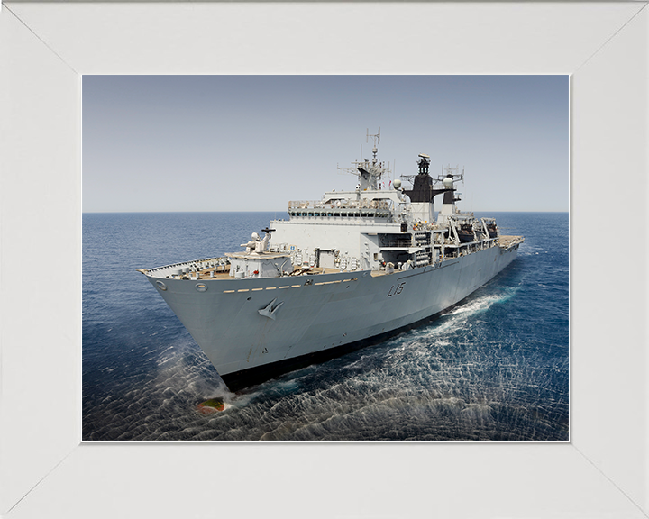 HMS Bulwark (L15) Royal Navy Albion Class Amphibious Ship From A Helicopter Photo Print Wall Art Decor Posters, Prints, & Visual Artwork Hampshire Prints 10 x 8 White Frame No