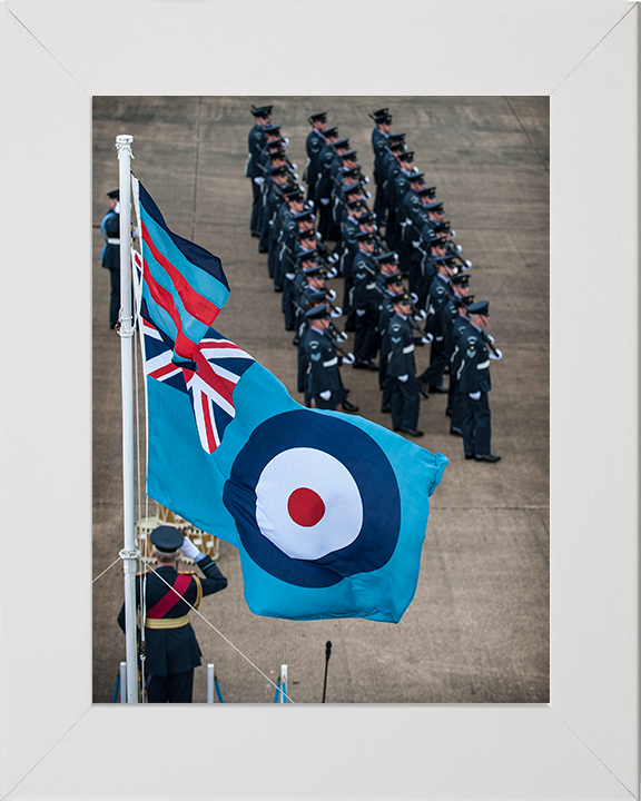 RAF Regiment Marching on Parade Photo Print - Royal Air Force Hampshire Prints 10 x 8 White Frame No