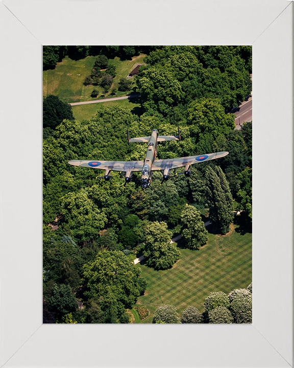 RAF Lancaster Over Buckingham Palace Photo Print - Royal Air Force Aircraft Hampshire Prints 10 x 8 White Frame No
