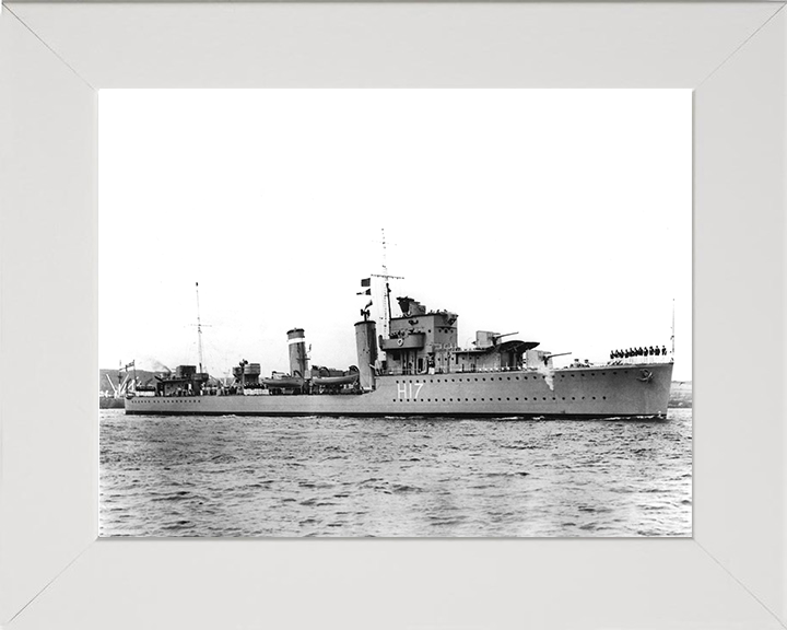 HMS Escapade (H17) - Entering Harbour - Royal Navy E Class Destroyer Photo Print Wall Art Naval Decor UK Posters, Prints, & Visual Artwork Hampshire Prints 10 x 8 White Frame No