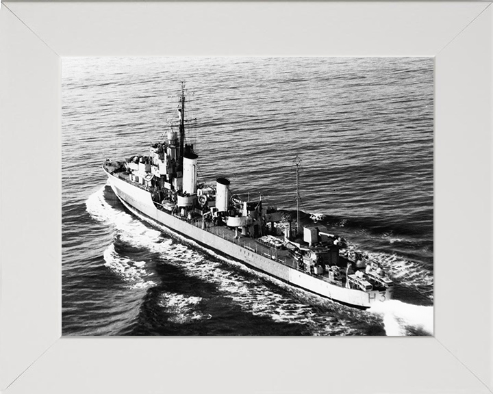 HMS Garland (H37) Photo Print - At Sea 1945 - Royal Navy G Class Destroyer Posters, Prints, & Visual Artwork Hampshire Prints 10 x 8 White Frame No
