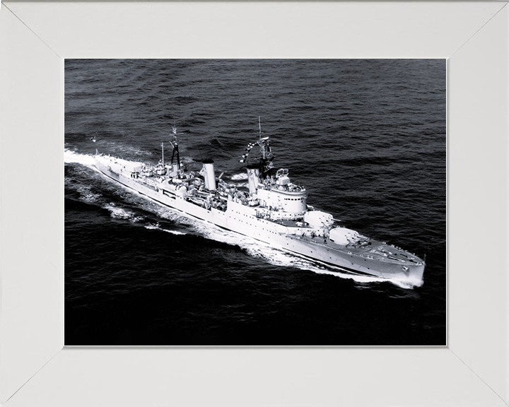 HMS Birmingham (C19) Royal Navy Town Class Light Cruiser At Sea Photo Print Wall Art Decor Posters, Prints, & Visual Artwork Hampshire Prints 10 x 8 White Frame No
