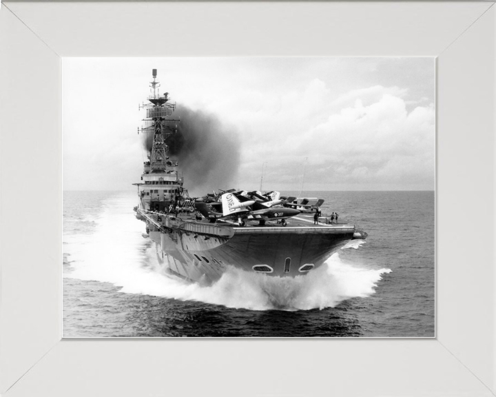 HMS Centaur (R06) Royal Navy Centaur Class Carrier Bow View Underway Photo Print Wall Art Decor Posters, Prints, & Visual Artwork Hampshire Prints 10 x 8 White Frame No