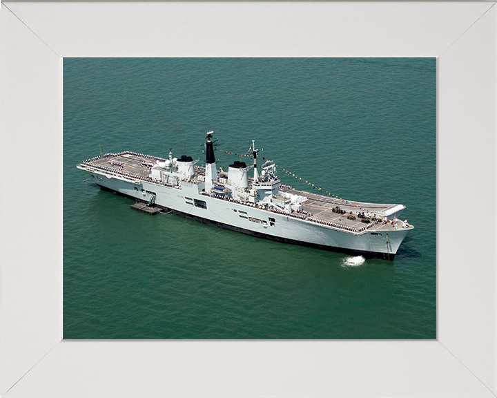 HMS Invincible (R05) Photo Print - Trafalgar 200 - Royal Navy Invincible Class Aircraft Carrier Hampshire Prints 10 x 8 White Frame No