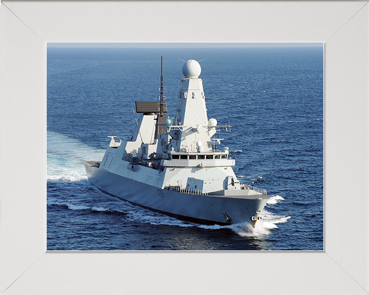 HMS Daring (D32) Royal Navy Type 45 Destroyer Starboard Bow View Photo Print Wall Art Decor Posters, Prints, & Visual Artwork Hampshire Prints 10 x 8 White Frame No