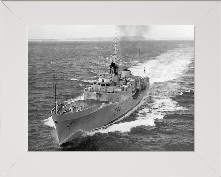HMS Exmouth (F84) Photo Print - At sea 1970 - Royal Navy Blackwood Class Frigate Hampshire Prints 10 x 8 White Frame No