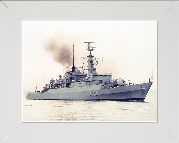 HMS Antelope (F170) Royal Navy Type 21 Frigate Starboard View in Colour Photo Print Wall Art Decor Posters, Prints, & Visual Artwork Hampshire Prints 10 x 8 White Frame No