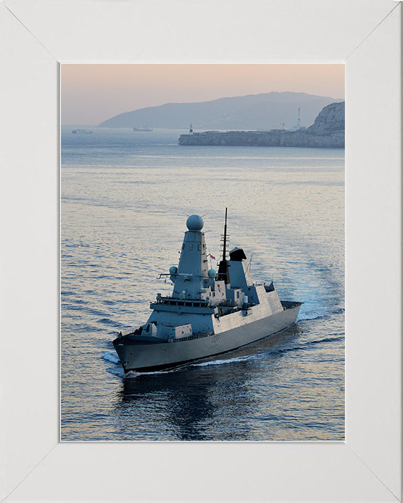 HMS Dauntless (D33) Royal Navy Type 45 Destroyer Turns Portrait Photo Print Wall Art Decor Posters, Prints, & Visual Artwork Hampshire Prints 10 x 8 White Frame No