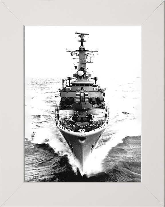 HMS Scylla (F71) Photo Print - Bow View at Sea - Royal Navy Leander Class Frigate Posters, Prints, & Visual Artwork Hampshire Prints 10 x 8 White Frame No