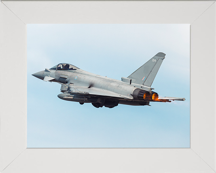 RAF Typhoon after takeoff Photo Print - Royal Air Force Aircraft Hampshire Prints 10 x 8 White Frame No