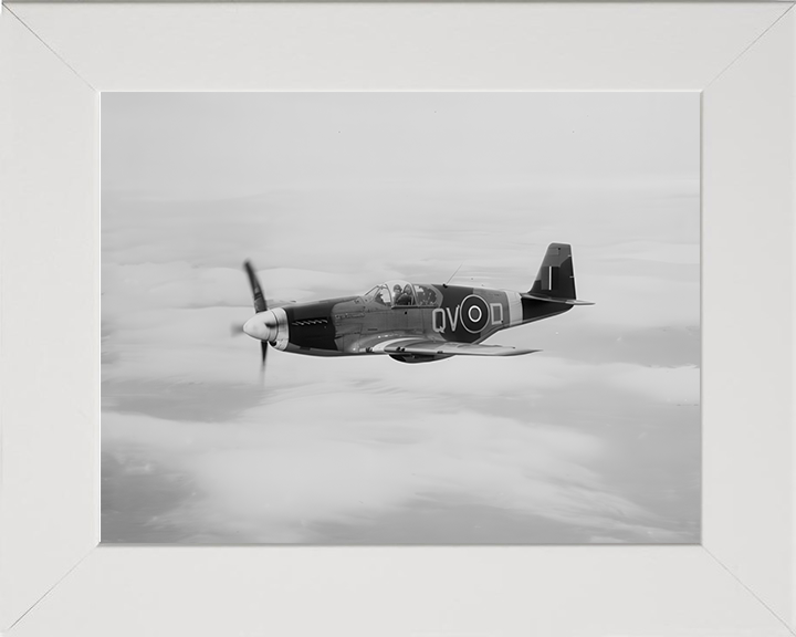 RAF Mustang III in Flight Photo Print - Royal Air Force Aircraft Hampshire Prints 10 x 8 White Frame No