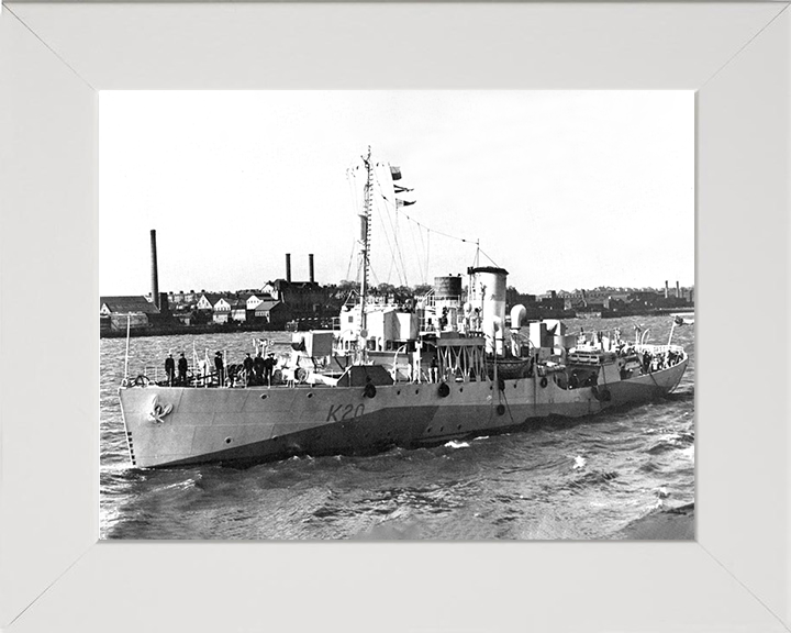 HMS Starwort (K20) Photo Print - At Sea 1942 - Royal Navy Flower Class Corvette Posters, Prints, & Visual Artwork Hampshire Prints 10 x 8 White Frame No