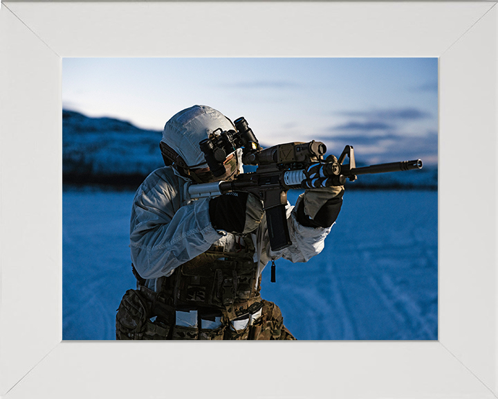 Royal Marine Commando in Snow Parka Photo Print Hampshire Prints 10 x 8 White Frame No