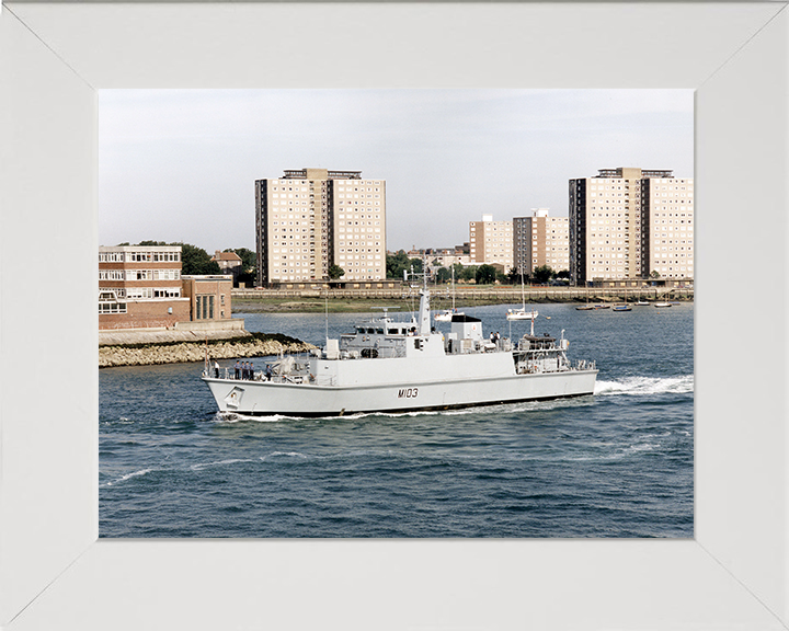 HMS Cromer (M103) Photo Print - Leaving Portsmouth 1999 - Royal Navy Sandown Class Minehunter