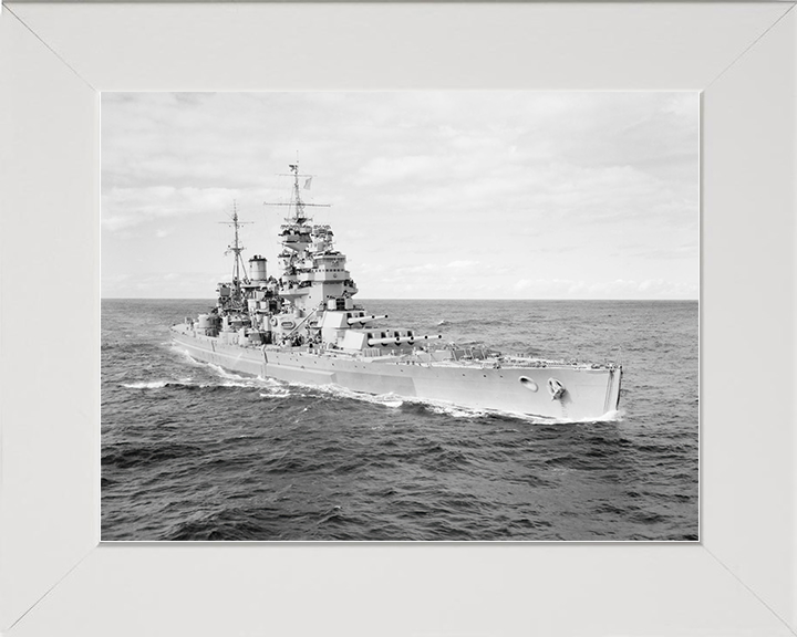 HMS Duke of York (17) Royal Navy King George V Class Battleship Underway Photo Print Wall Art Decor Posters, Prints, & Visual Artwork Hampshire Prints 10 x 8 White Frame No