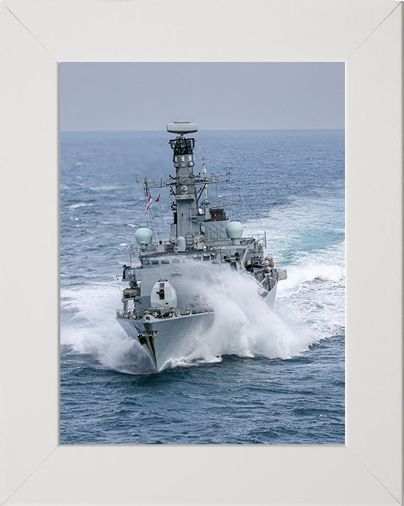 HMS Iron Duke (F234) Photo Print - Bow View 2025 - Royal Navy Type 23 Frigate Hampshire Prints 10 x 8 White Frame No