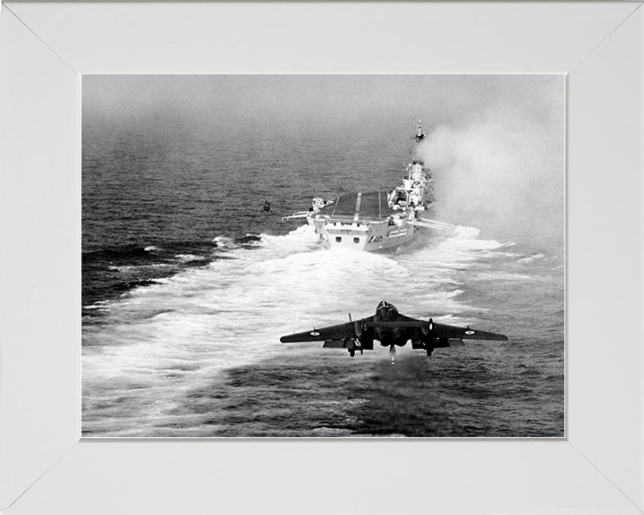 HMS Ark Royal (R09) Royal Navy Audacious Class Aircraft CarrierWith Sea Vixen Photo Print Wall Art Decor Posters, Prints, & Visual Artwork Hampshire Prints 10 x 8 White Frame No