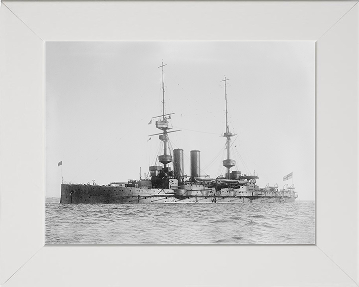 HMS Albemarle (1901) Royal Navy Pre Dreadnought Battleship Port Side View Photo Print Wall Art Naval Decor Posters, Prints, & Visual Artwork Hampshire Prints 10 x 8 White Frame No