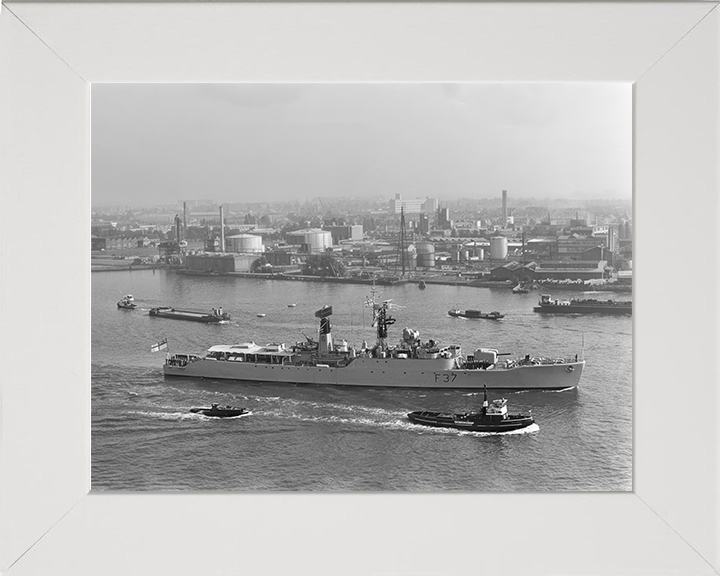 HMS Jaguar (F37) Photo Print - Amsterdam 1968 - Royal Navy Leopard Class Frigate Hampshire Prints 10 x 8 White Frame No