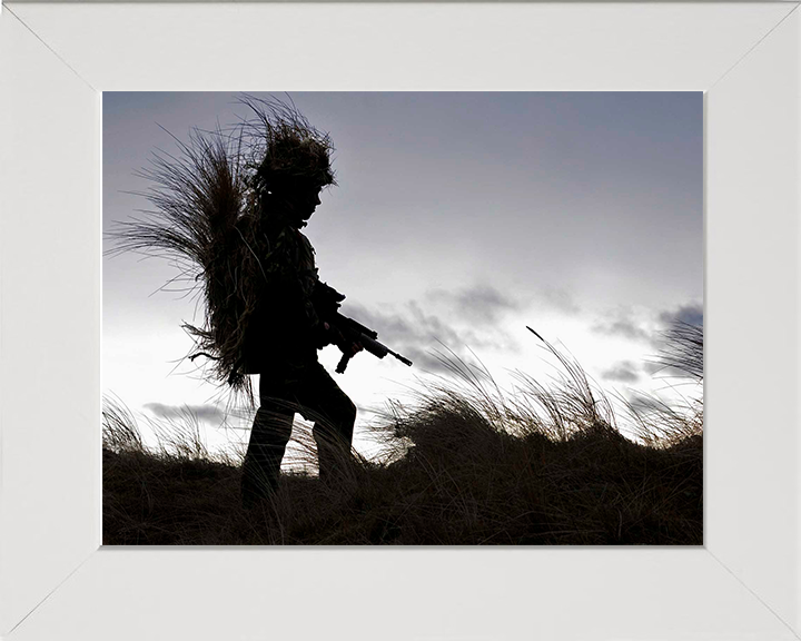 RAF Regiment Gunner Silhouette Photo Print - Royal Air Force Hampshire Prints 10 x 8 White Frame No