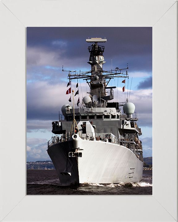 HMS Lancaster (F229) Photo Print - Bow View 2007 - Royal Navy Type 23 Frigate Hampshire Prints 10 x 8 White Frame No