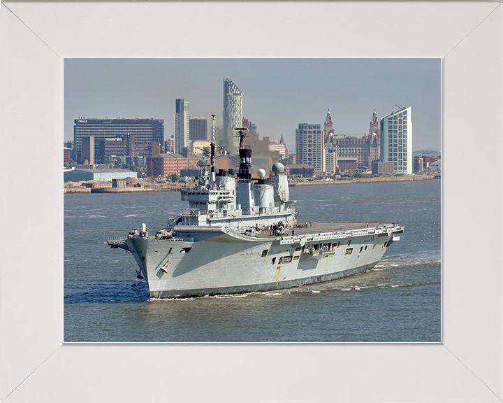 HMS Ark Royal (R07) Royal Navy Invincible Class Aircraft Carrier Liverpool 2008 Photo Print Wall Art Decor Posters, Prints, & Visual Artwork Hampshire Prints 10 x 8 White Frame No