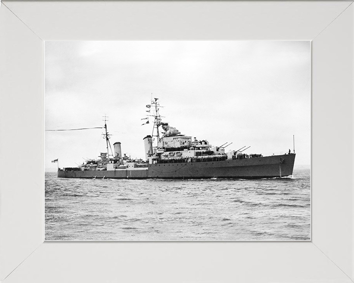 HMS Argonaut (61) Royal Navy Dido Class Light Cruiser Paying Off Warship Photo Print Wall Art Decor Posters, Prints, & Visual Artwork Hampshire Prints 10 x 8 White Frame No
