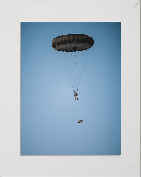 British Army Paratrooper Under Canopy 2026 Photo Print Wall Art Military Decor Posters, Prints, & Visual Artwork Hampshire Prints 10 x 8 White Frame No