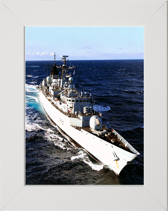 HMS Chatham (F87) Royal Navy Type 22 Frigate High Bow View Photo Print Wall Art Decor Posters, Prints, & Visual Artwork Hampshire Prints 10 x 8 White Frame No