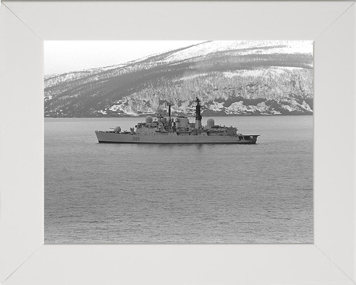 HMS Exeter (D89) Photo Print - Trondheim Fjord - Royal Navy Type 42 Destroyer Hampshire Prints 10 x 8 White Frame No