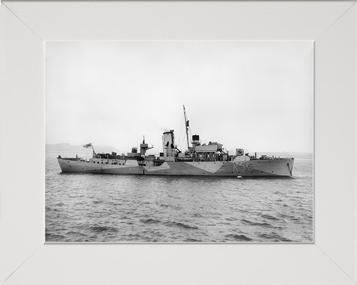 HMS Clematis (K36) Royal Navy Flower Class Corvette Starboard Beam View Photo Print Wall Art Decor Posters, Prints, & Visual Artwork Hampshire Prints 10 x 8 White Frame No