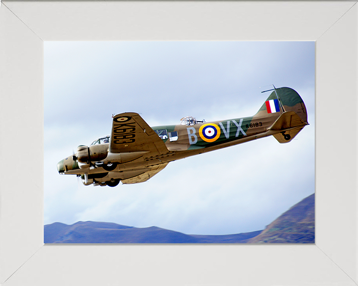 RAF Avro Anson twin-engine in Flight Photo Print - Royal Air Force Aircraft Hampshire Prints 10 x 8 White Frame No