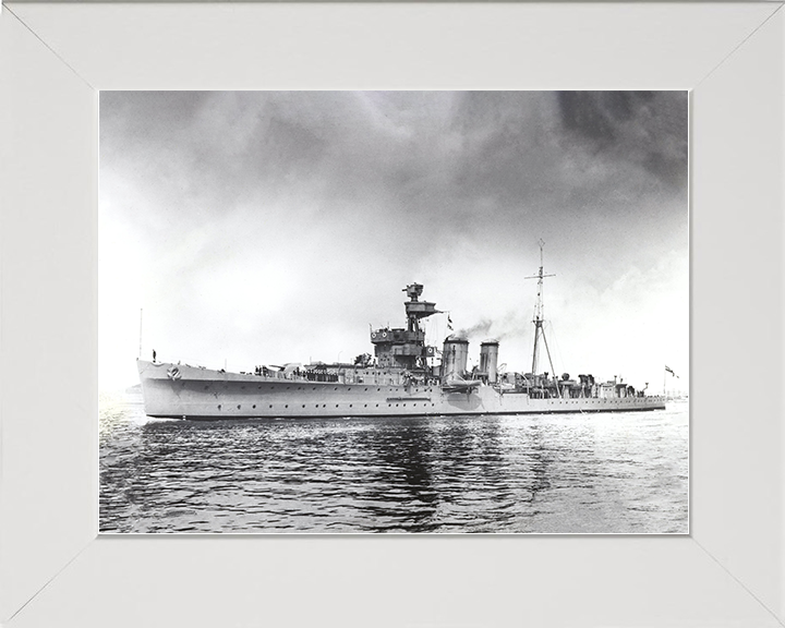 HMS Cairo (D87) Royal Navy C Class Light Cruiser Port Side View Photo Print Wall Art Decor Posters, Prints, & Visual Artwork Hampshire Prints 10 x 8 White Frame No