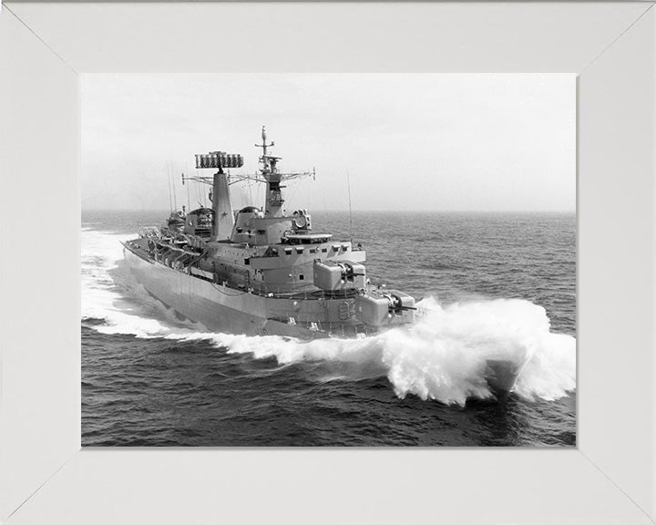 HMS London (D16) Photo Print - At Sea - Royal Navy County Class Destroyer Hampshire Prints 10 x 8 White Frame No