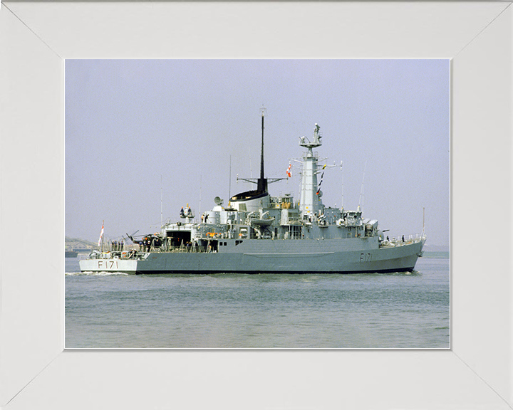 HMS Active (F171) Royal Navy Type 21 Frigate Photo Print Starboard Quarter View Warship Wall Art Posters, Prints, & Visual Artwork Hampshire Prints 10 x 8 White Frame No