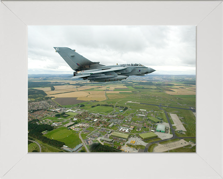 RAF Tornado GR4 Jet Flies over RAF Lossiemouth Photo Print - Royal Air Force Aircraft Posters, Prints, & Visual Artwork Hampshire Prints 10 x 8 White Frame No