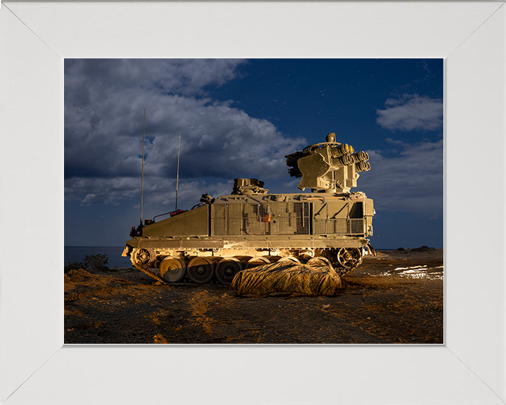 British Army Stormer combat vehicle Floodlit Photo Print Wall Art Military Poster Decor Posters, Prints, & Visual Artwork Hampshire Prints 10 x 8 White Frame No