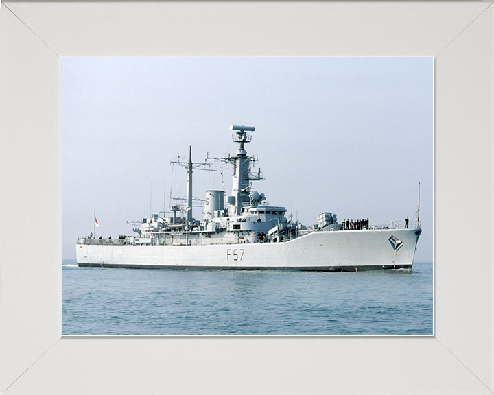 HMS Andromeda (F57) Royal Navy Leander Class Frigate Entering Harbour Photo Print Wall Art Decor Posters, Prints, & Visual Artwork Hampshire Prints 10 x 8 White Frame No