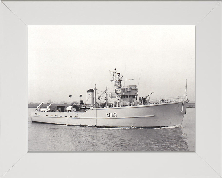 HMS Brereton (M1113) Photo Print - Starboard View - Royal Navy Ton Class Minesweeper Hampshire Prints 10 x 8 White Frame No